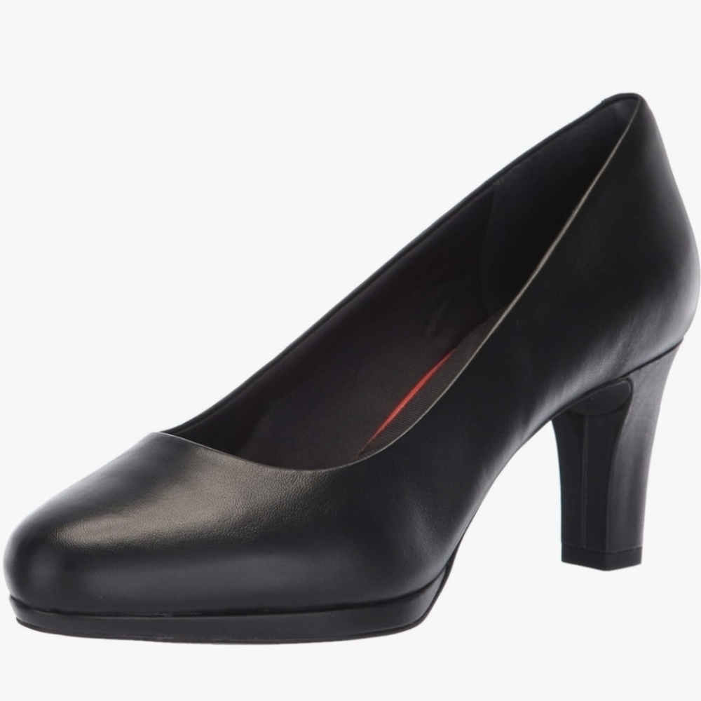 Rockport Womans Total Motion Leah Leather Black Pump, Size 6